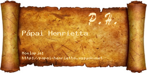 Pápai Henrietta névjegykártya